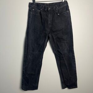 Y2K Faded Glory Mens Jeans 34x30 Black Denim Relaxed Fit 100% Cotton Hip Hop Art